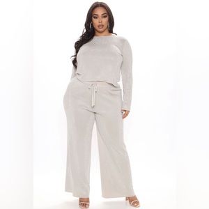 Fashion Nova Cash In Studded Pant Set Plus 3X- Silver